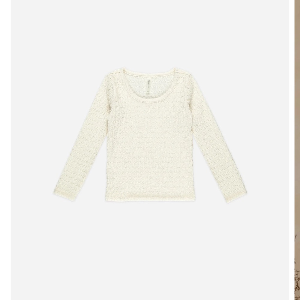 Cream Textured Long Sleeve Top